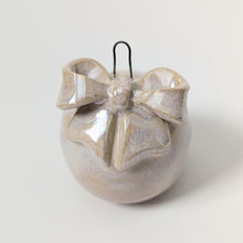 Load image into Gallery viewer, Wheel Thrown Coquette Bow Ornament 004
