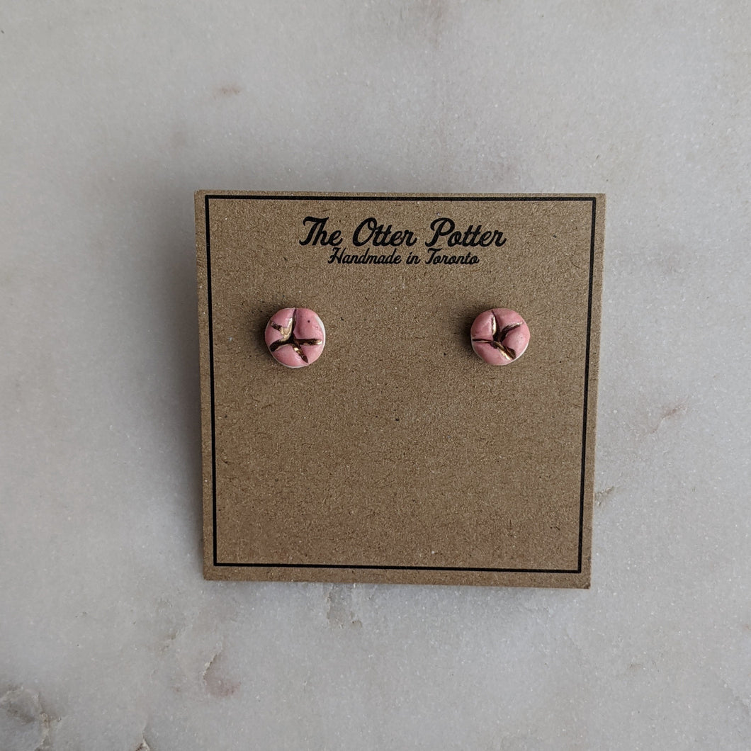 Pink and 18k Gold Star Earrings