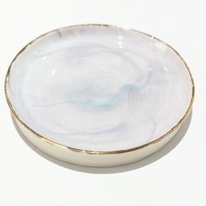 Marble/purple 18k gold rimmed plate - 1