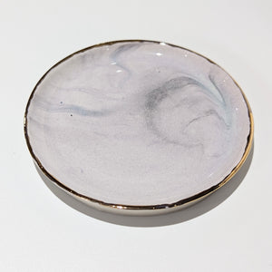 Marble/purple 18k gold rimmed plate - 2