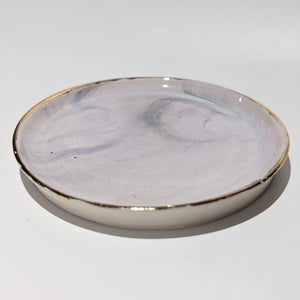 Marble/purple 18k gold rimmed plate - 2