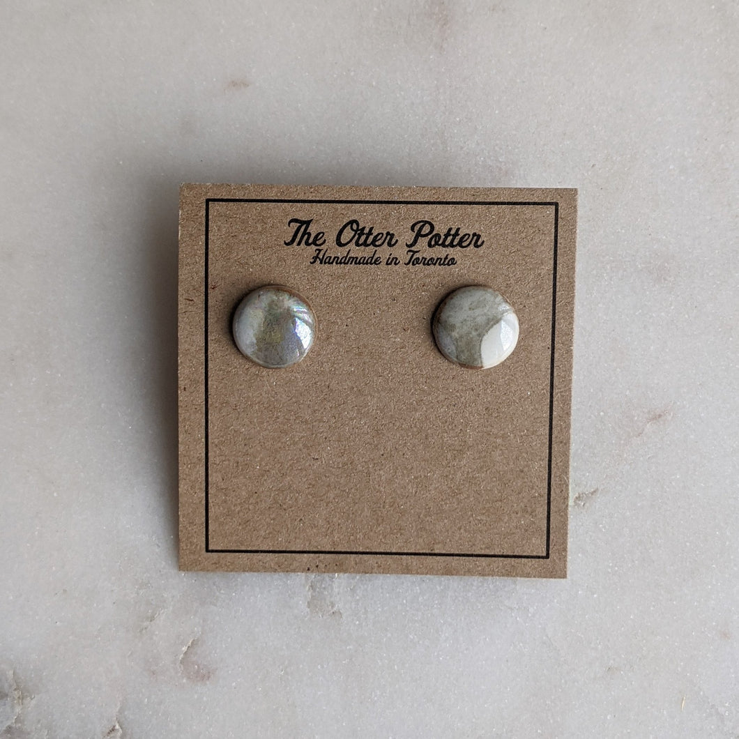 Marbled Clay Khaki Pearl Earrings